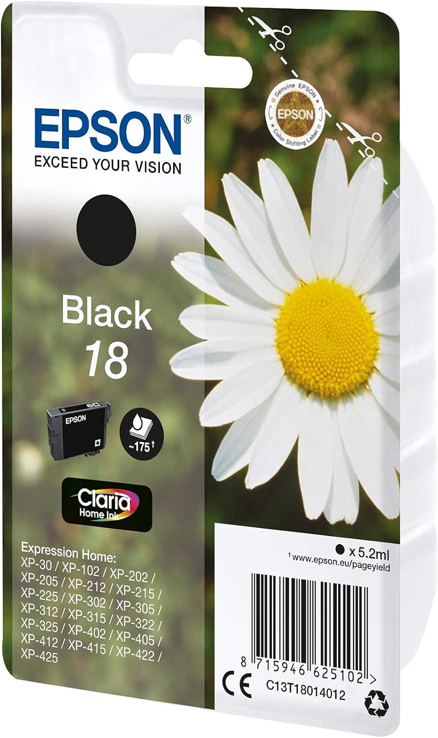 Epson 18 Black Daisy Genuine, Claria Home Ink Cartridge