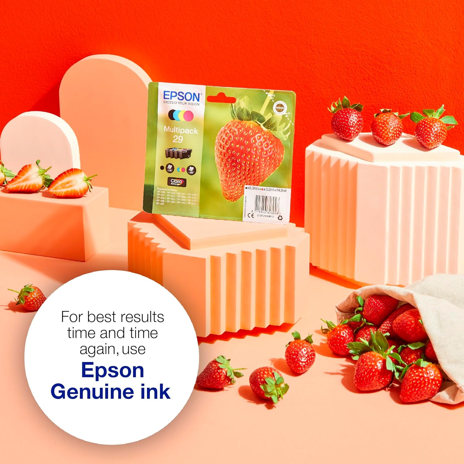 Epson Serie 29XL Fragole, Cartucce Claria Home per Stampante Inkjet, Single Pack 1 Colore (Ciano) Formato XL, Stampe Casa/Ufficio fino 450 Pagine, Confezione Retail