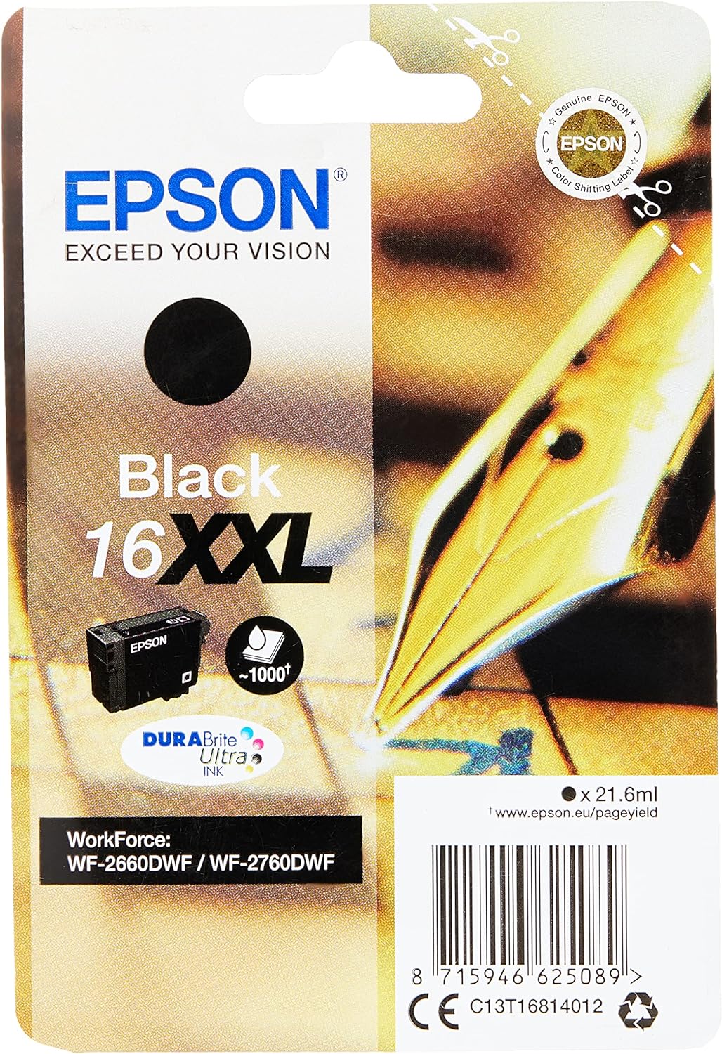 Epson 16XXL extra high capacity black ink cartridge 1,000 pages Pack of 1