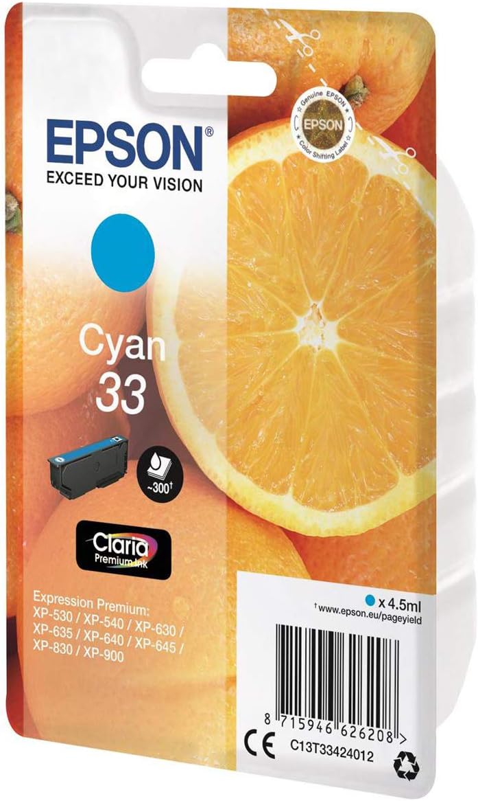 Epson 33 Cyan Oranges, Genuine, Claria Premium Ink