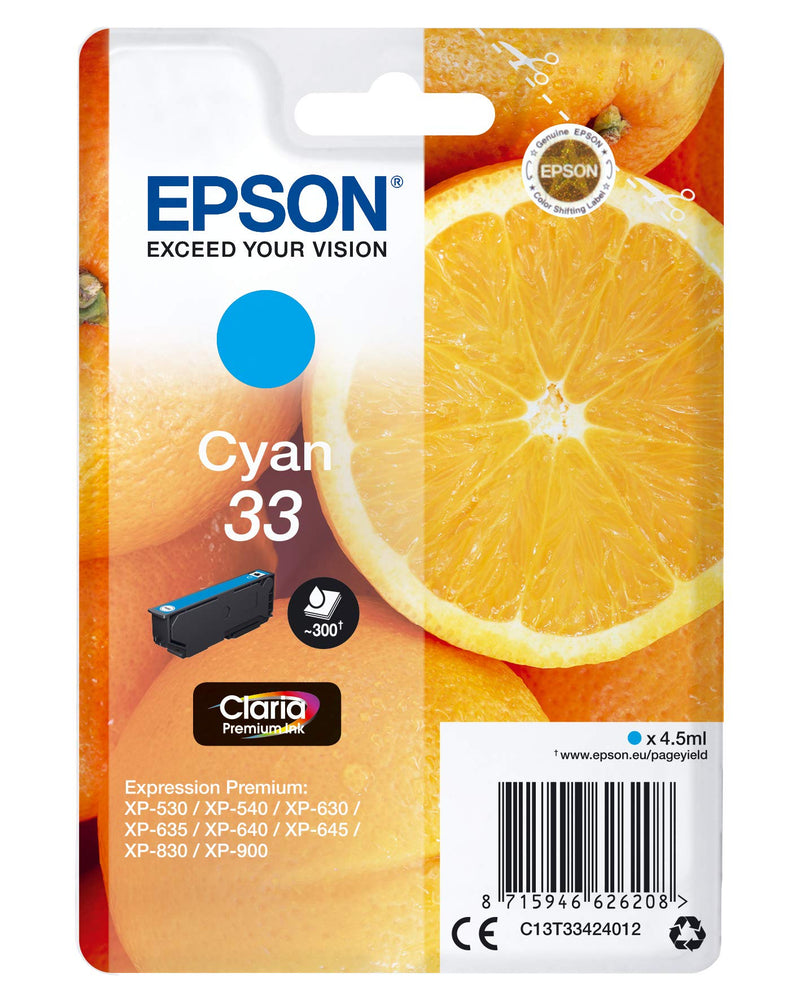 Epson 33 Cyan Oranges, Genuine, Claria Premium Ink