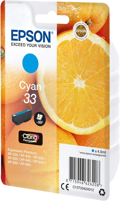 Epson 33 Cyan Oranges, Genuine, Claria Premium Ink