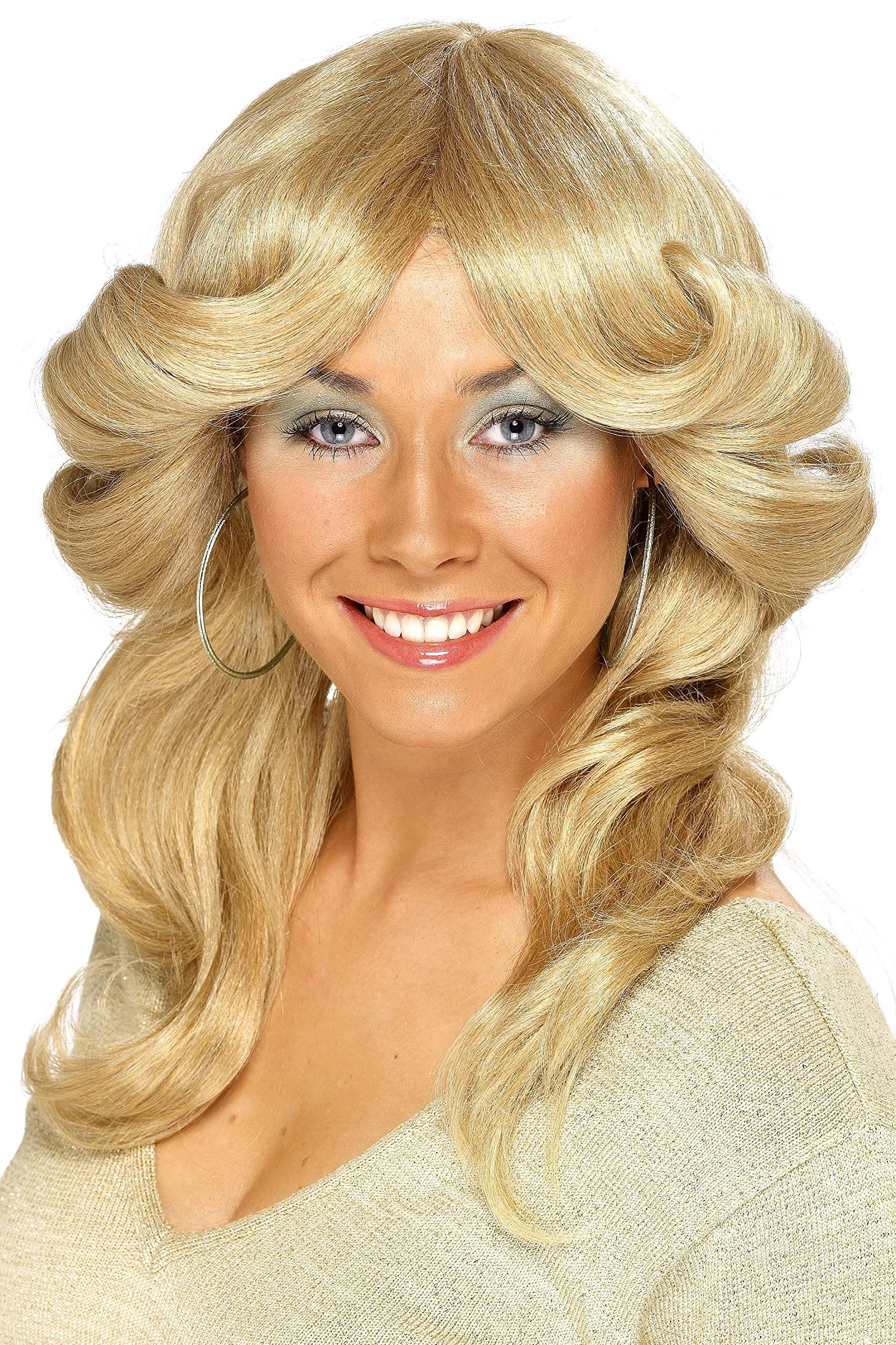 Smiffys 70s Flick Wig, Blonde