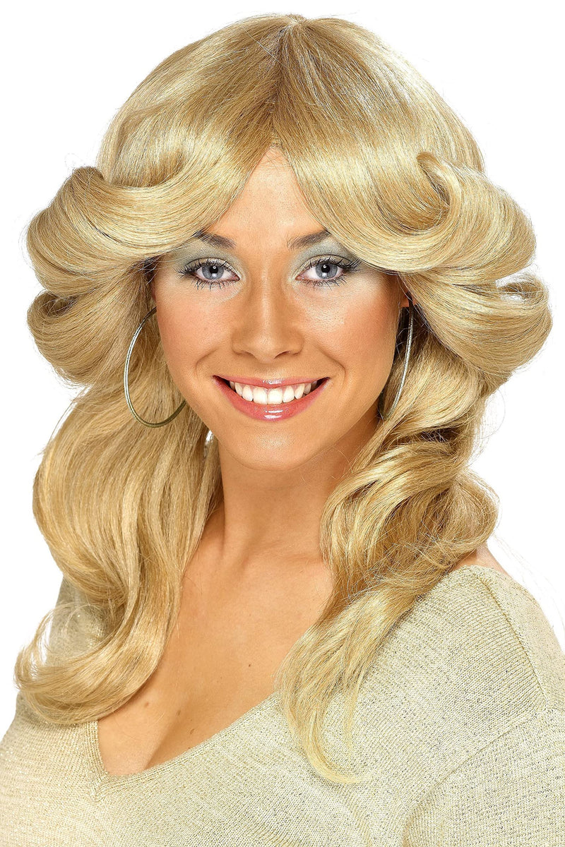Smiffys 70s Flick Wig, Blonde