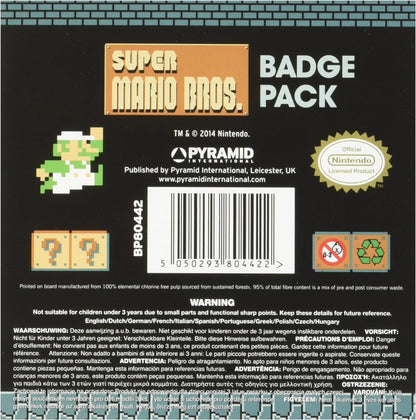 Pyramid International Super Mario Bros. Retro Badge, Multi-Colour, 10 x 12.5 x 1.3 cm