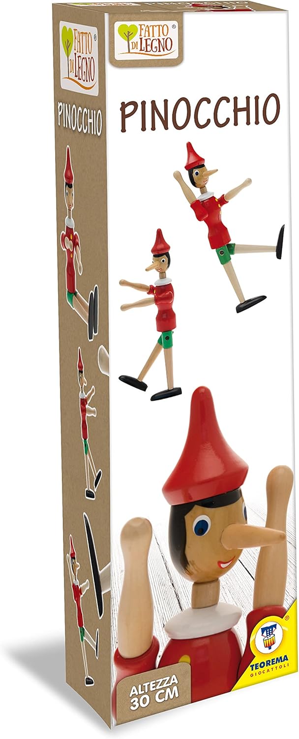 Teorema Giocattoli VD40192 Wooden Pinocchio Height 30 cm, multi-coloured