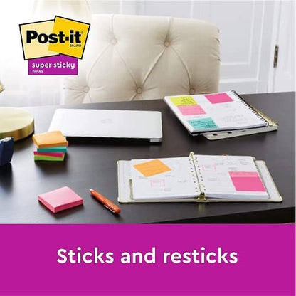 Post-it 62212SMI 47.6 x 47.6 mm Super Sticky Note - Aqua Wave/Neon Green/Neon Pink