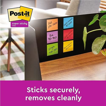 Post-it 62212SMI 47.6 x 47.6 mm Super Sticky Note - Aqua Wave/Neon Green/Neon Pink