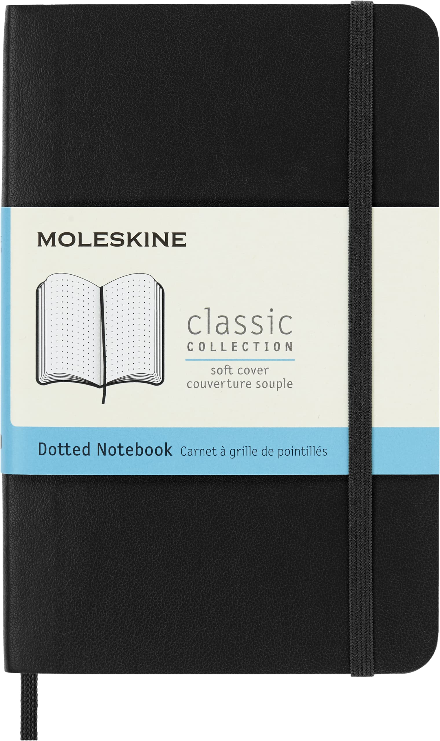 Moleskine Classic Dotted Paper Notebook, Soft Cover and Elastic Closure Journal, Color Black, Size Pocket 9 x 14 A6, 192 Pages