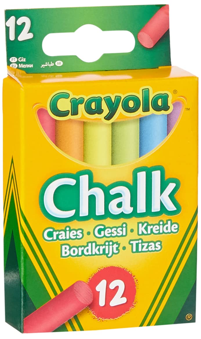 CRAYOLA Anti-Dust Coloured Chalk - Assorted Colours (Pack of 12) | Smooth Texture Makes Writing & Drawing on Blackboards Easy!