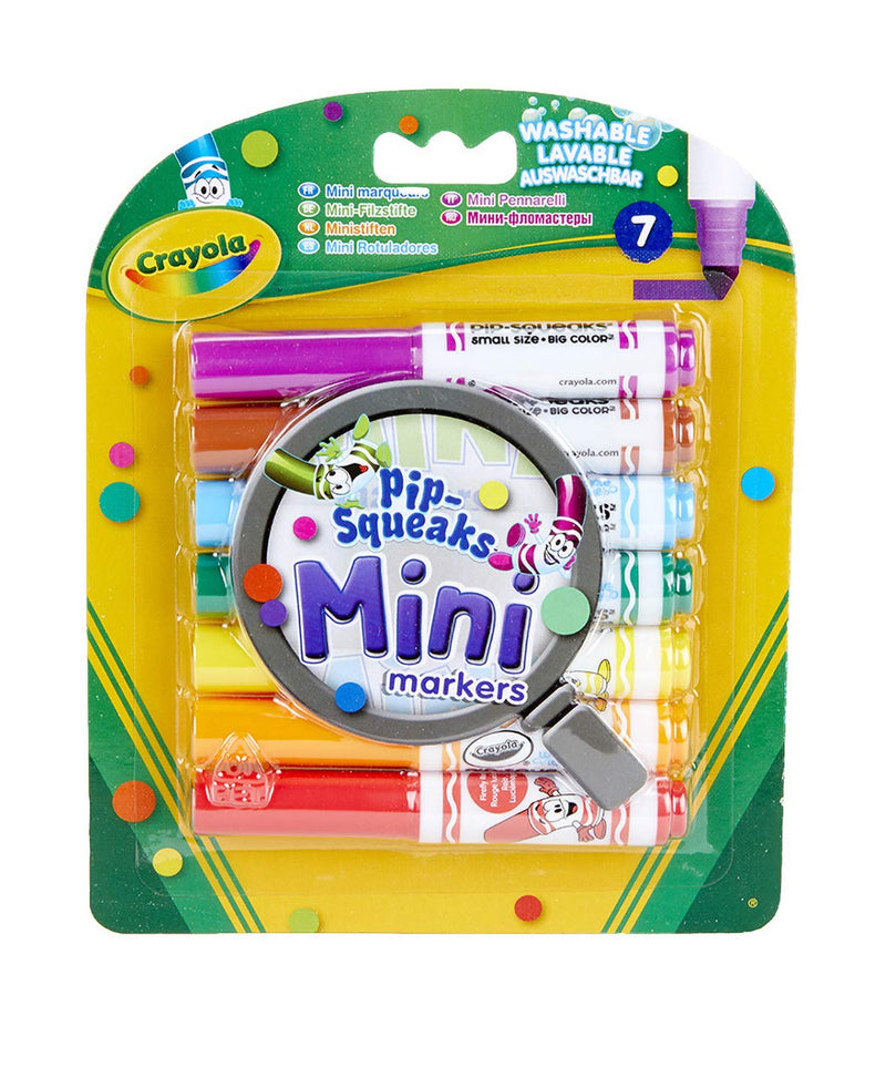 CRAYOLA Pip-Squeaks Mini Washable Felt Tip Colouring Pens - Assorted Colours (Pack of 7) | Designed with Little Hands in Mind! | Ideal for Kids Aged 3+