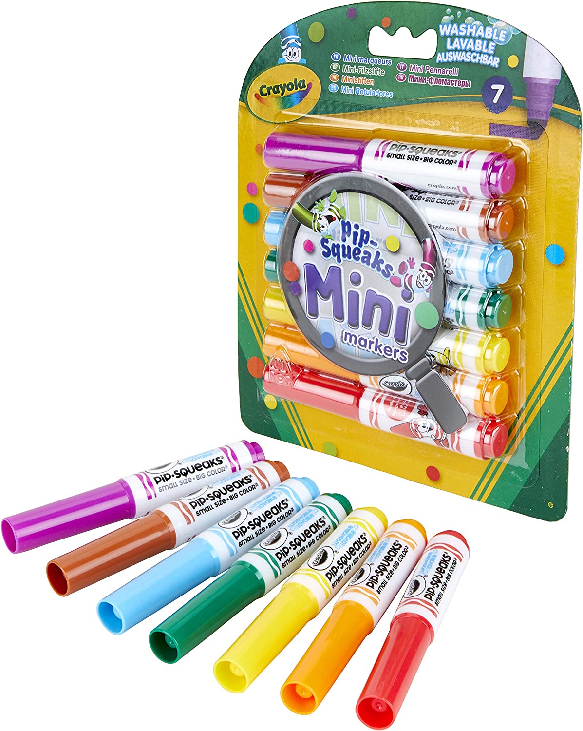 CRAYOLA Pip-Squeaks Mini Washable Felt Tip Colouring Pens - Assorted Colours (Pack of 7) | Designed with Little Hands in Mind! | Ideal for Kids Aged 3+