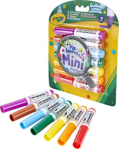 CRAYOLA Pip-Squeaks Mini Washable Felt Tip Colouring Pens - Assorted Colours (Pack of 7) | Designed with Little Hands in Mind! | Ideal for Kids Aged 3+