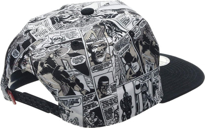 Marvel Logo and Comic Pattern Snapback Baseball Cap, Grey (Grey Grey), One Size