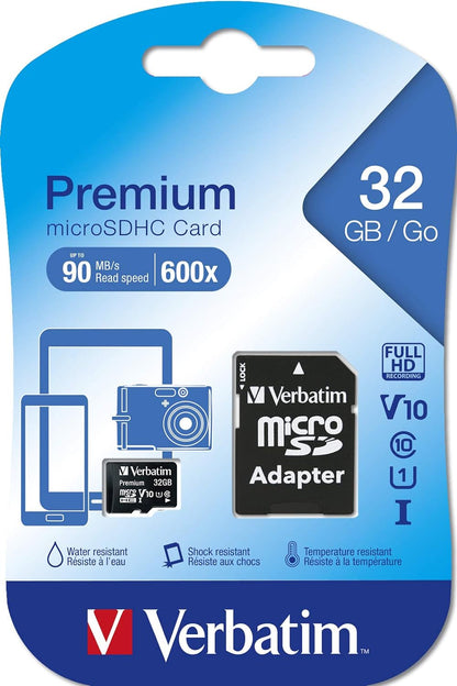 Verbatim 44083 32GB Class 10 Micro SDHC with Adapter,Black