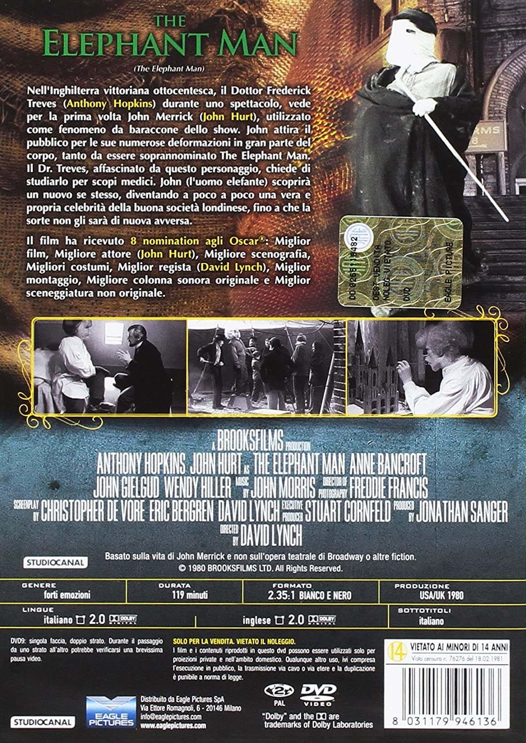 The Elephant Man Indimenticabili Dvd
