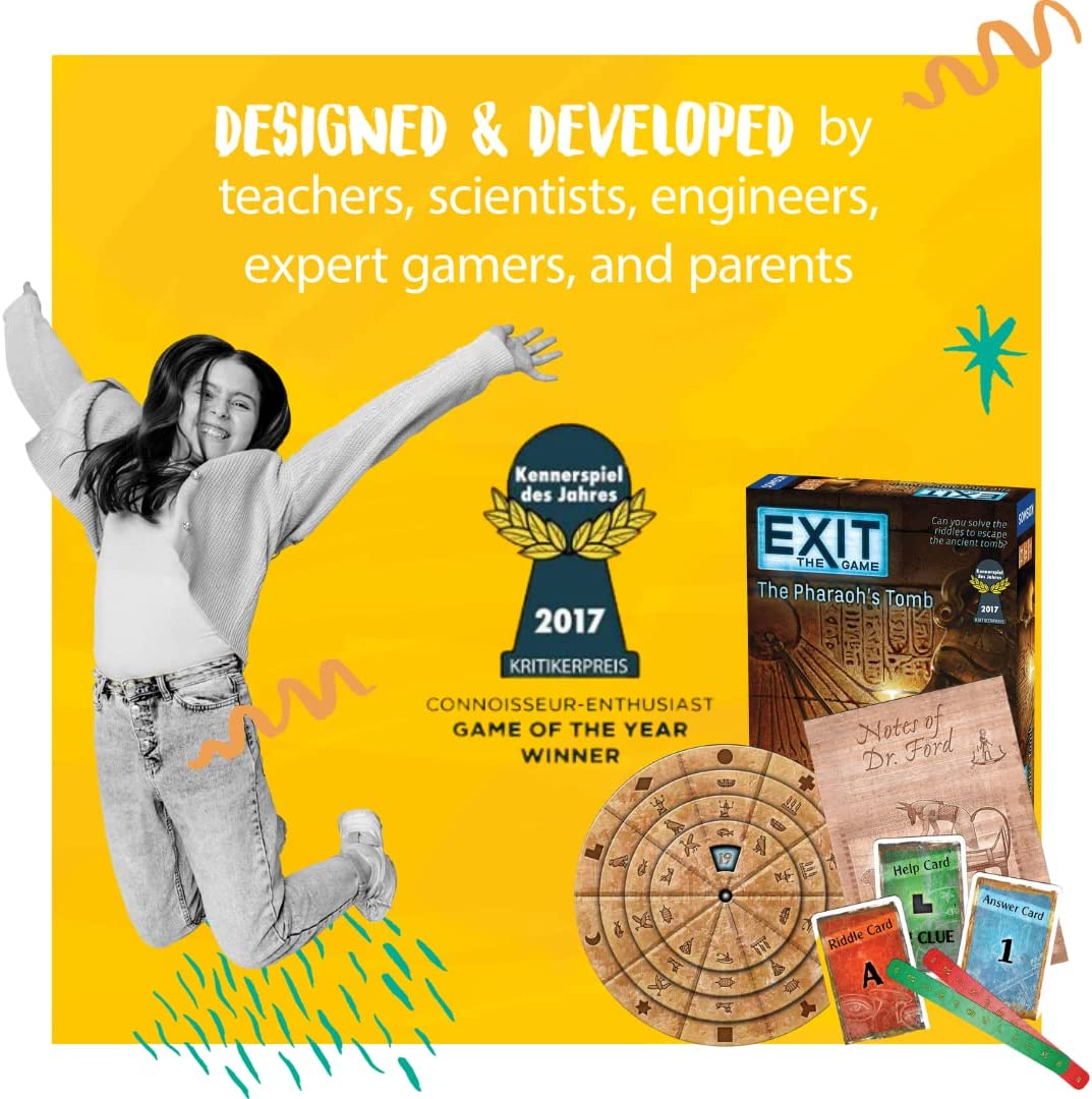 Thames & Kosmos - EXIT: The Pharaoh's Tomb - Level: 4/5 - Unique Escape Room Game - 1-4 Players - Puzzle Solving Strategy Board Games for Adults & Kids, Ages 12+ - 692698