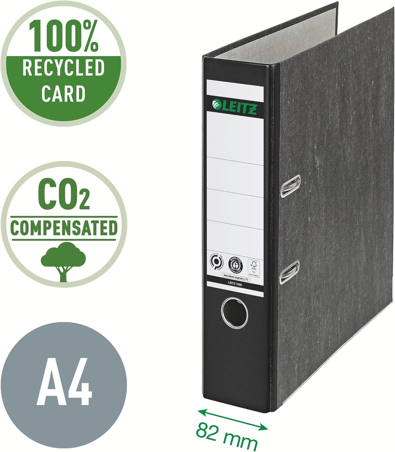 Leitz 180° Lever Arch File, Classic Marbled, CO2 neutral, 100% Recycled Card, 10805095