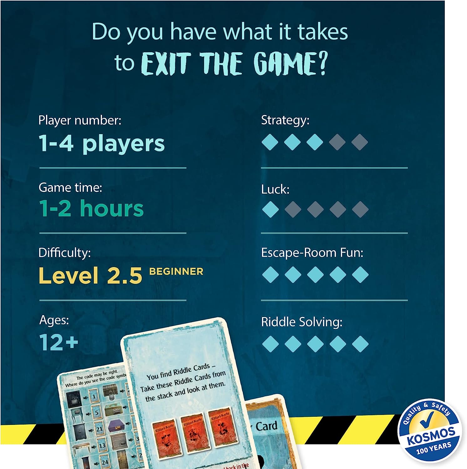 Thames & Kosmos - EXIT: The Abandoned Cabin - Level: 2.5/5 - Unique Escape Room Game - 1-4 Players - Puzzle Solving Strategy Board Games for Adults & Kids, Ages 12+ - 692681