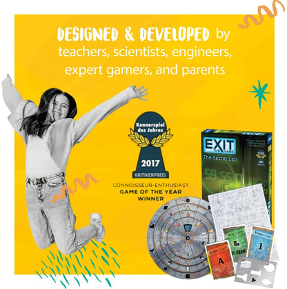Thames & Kosmos - EXIT: The Secret Lab - Level: 3/5 - Unique Escape Room Game - 1-4 Players - Puzzle Solving Strategy Board Games for Adults & Kids, Ages 12+ - 692742