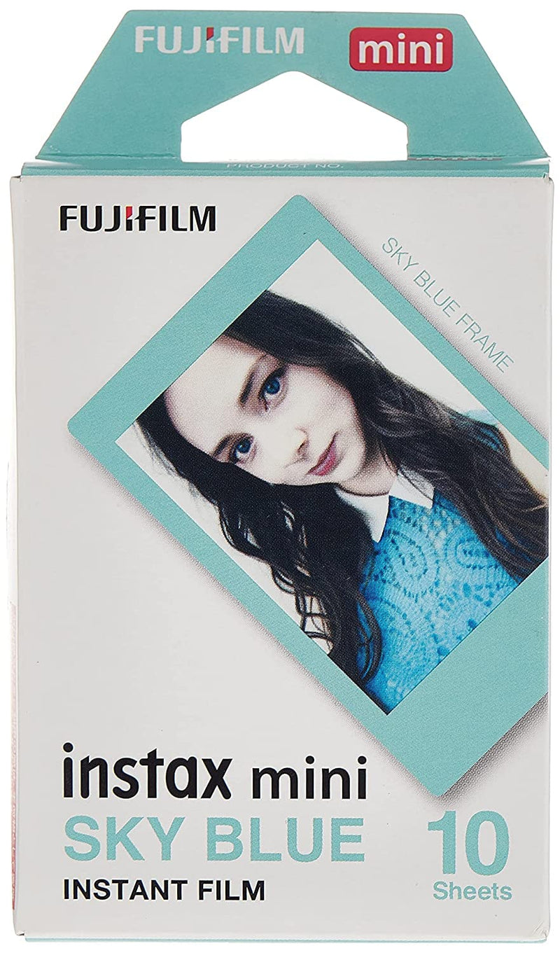 instax mini instant film, Blue border, 10 shot pack, suitable for all instax mini cameras and printers