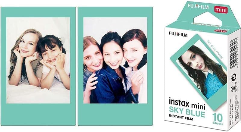 instax mini instant film, Blue border, 10 shot pack, suitable for all instax mini cameras and printers