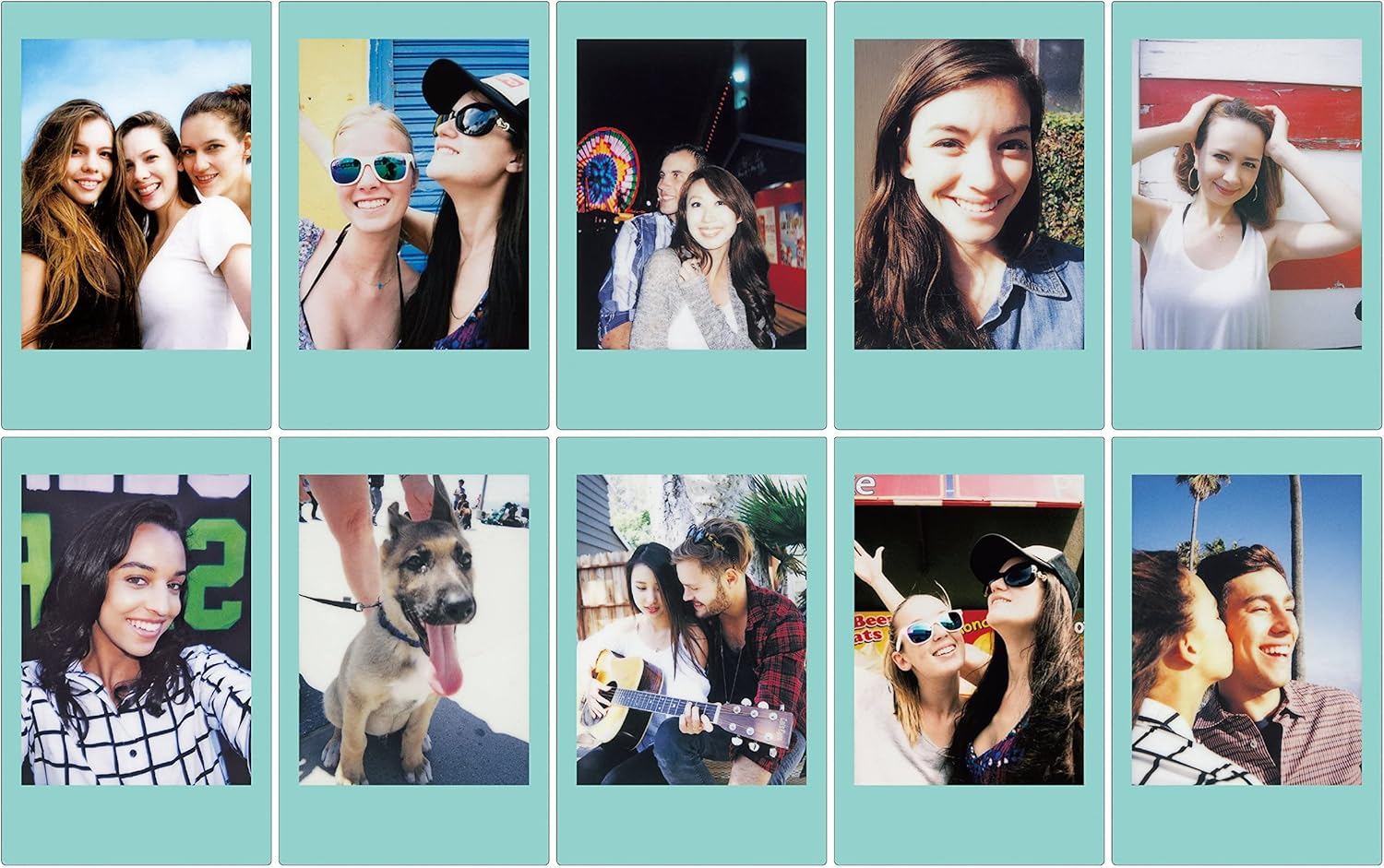 instax mini instant film, Blue border, 10 shot pack, suitable for all instax mini cameras and printers