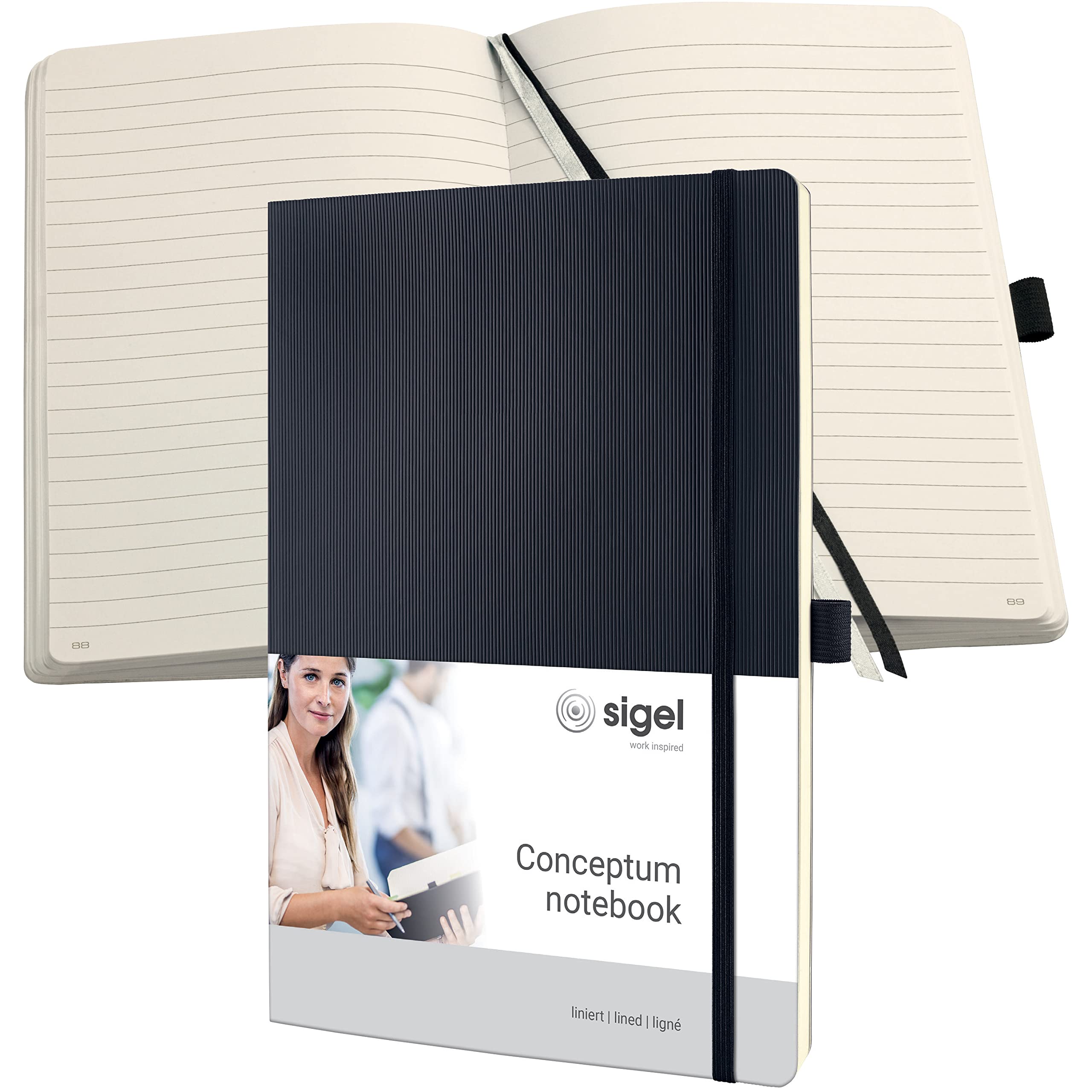 SIGEL CO311 Premium Notebook lined, A4, softcover, Black - Conceptum