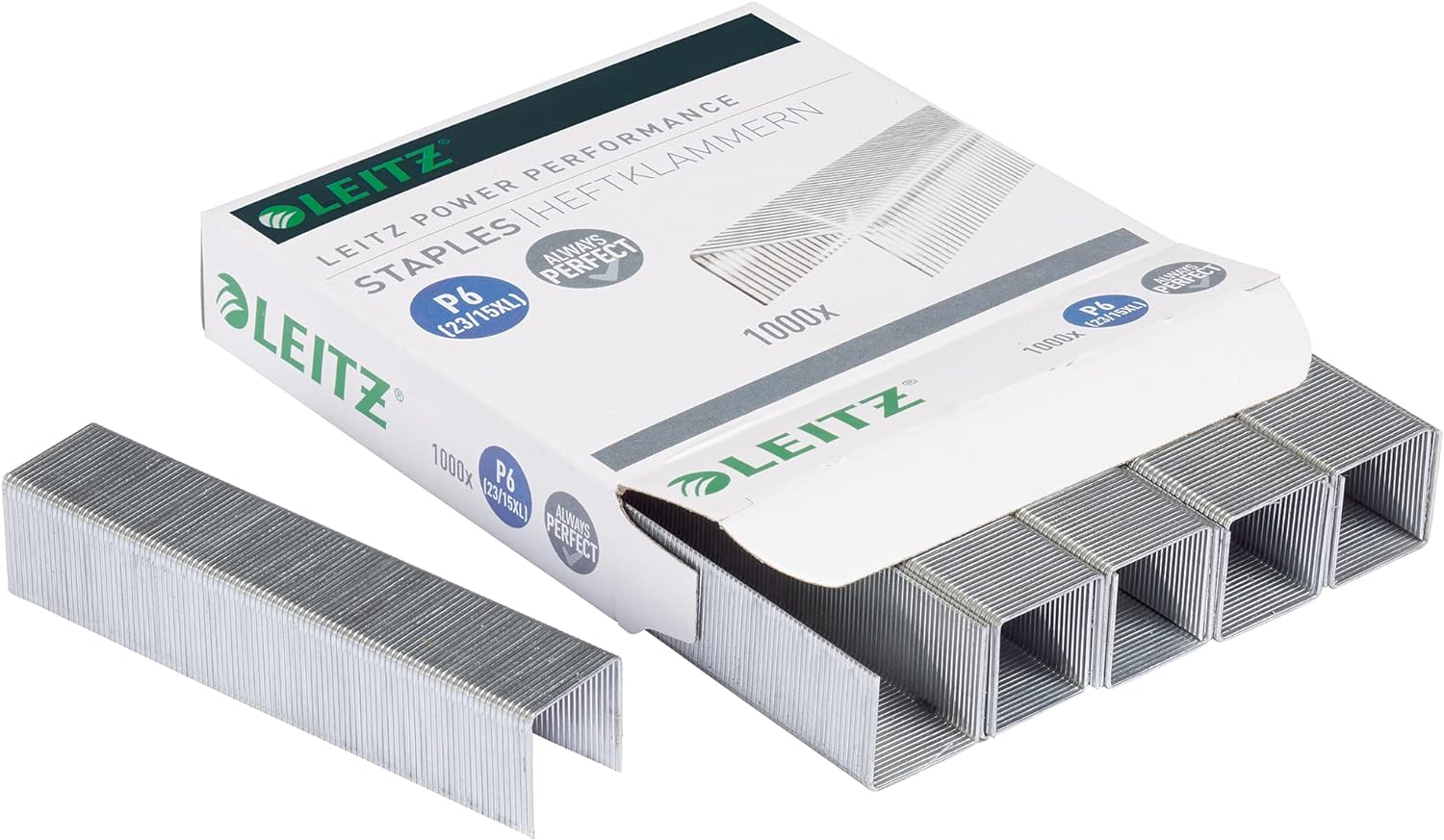 Leitz 55790000 P6 Power Performance 23/15XL Staples, Power Performance, Resistant Metal Wire, Length 15 mm, 1000 Pieces, Staples Up to 120 Sheet Capacity