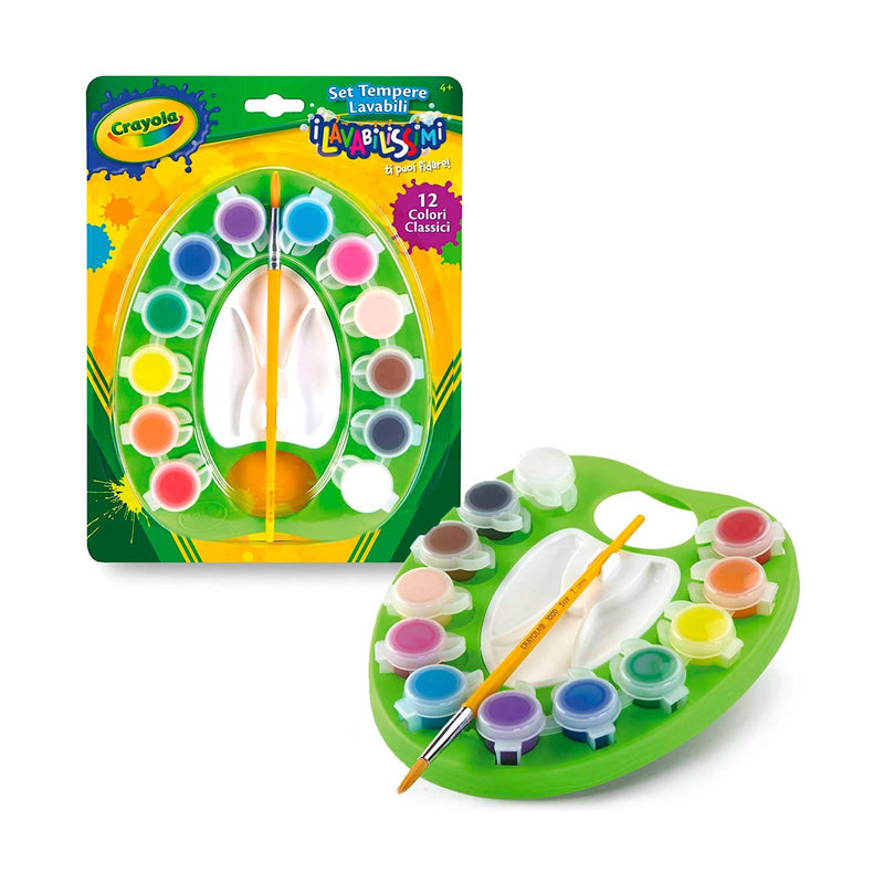 CRAYOLA i Washable Tempere Set with Brush, 12 Assorted Colours, Creative Activity for Children, 54-1066