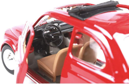 BBURAGO Fiat 500L (1968) Vehículo a Escala 1:24 Modelo de Coche de Juguete para coleccionistas, Color Rojo (B18-22099