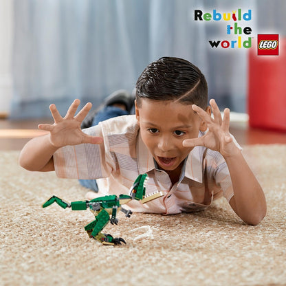 LEGO Creator 3in1 Machtige dinosaurussen Speelgoed Model met Dino Figuren van een T. rex, Triceratops en Pterodactylus, Verjaardagscadeau-idee voor Kinderen 31058