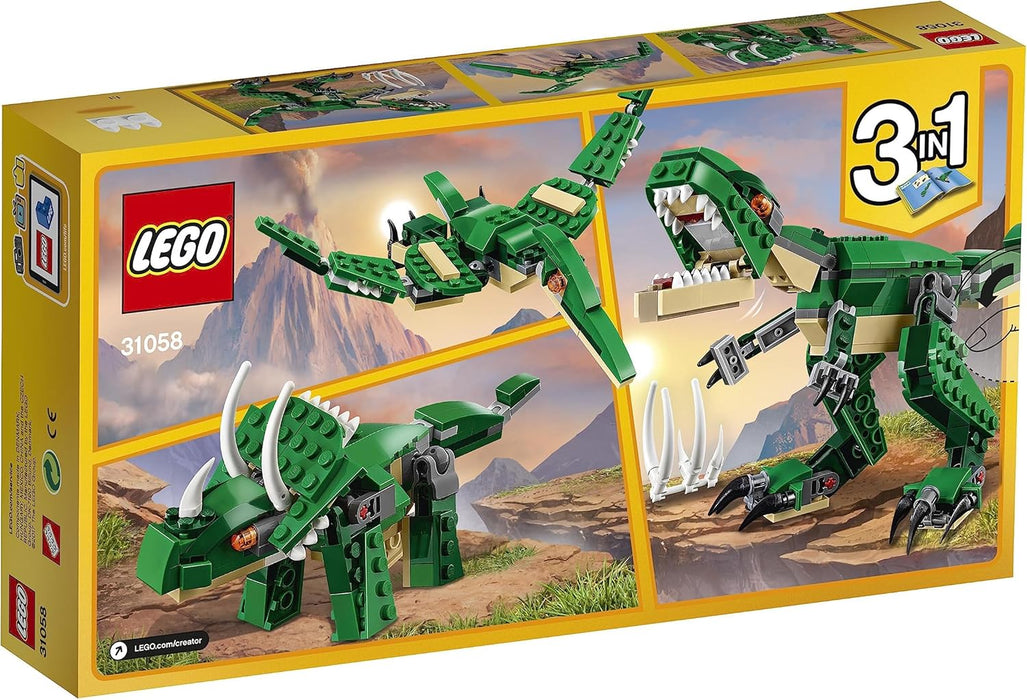 LEGO Creator 3in1 Machtige dinosaurussen Speelgoed Model met Dino Figuren van een T. rex, Triceratops en Pterodactylus, Verjaardagscadeau-idee voor Kinderen 31058