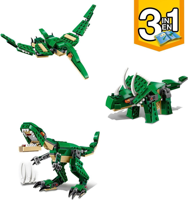 LEGO Creator 3in1 Machtige dinosaurussen Speelgoed Model met Dino Figuren van een T. rex, Triceratops en Pterodactylus, Verjaardagscadeau-idee voor Kinderen 31058