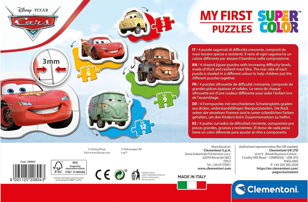 Clementoni - 20804 - My first puzzle - Cars - 3-6-9-12 Pieces - Disney