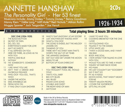 Annette Hanshaw: The Personality Girl, her 53 Finest
