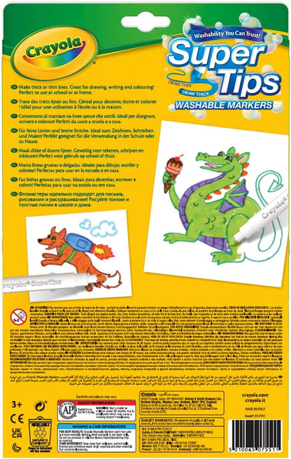 CRAYOLA Supertips Filzstifte Kinder Auswaschbar, Malstifte Set In 24 Verschiedenen Farbtönen, Ungiftige Filzstifte Mit Konischer Spitze, Bastel Set, Fasermaler Kinder, Malstifte Ab 3 Jahre