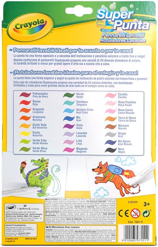 CRAYOLA Supertips Filzstifte Kinder Auswaschbar, Malstifte Set In 24 Verschiedenen Farbtönen, Ungiftige Filzstifte Mit Konischer Spitze, Bastel Set, Fasermaler Kinder, Malstifte Ab 3 Jahre