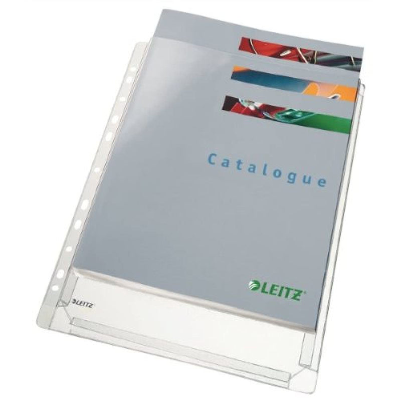Leitz Premium Expanding Punched Pocket, Pack of 5, Holds up to 200 A4 Sheets, Transparent, Heavy Duty Document sleeve, 170 Micron PP Material, 47188