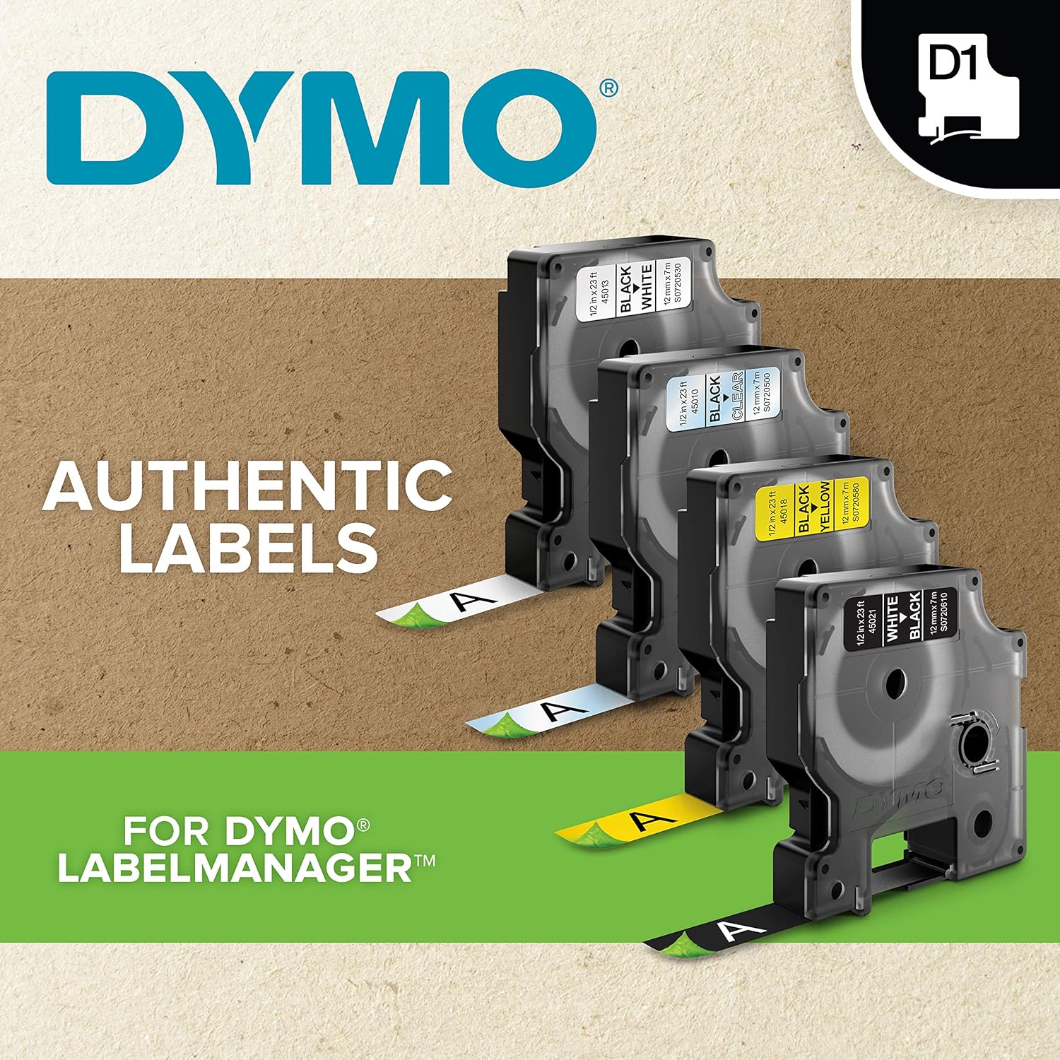 DYMO Authentic D1 Durable Labels | Black Print on Red Tape | 12 mm x 3 m | Labelling Tape for LabelManager Label Makers