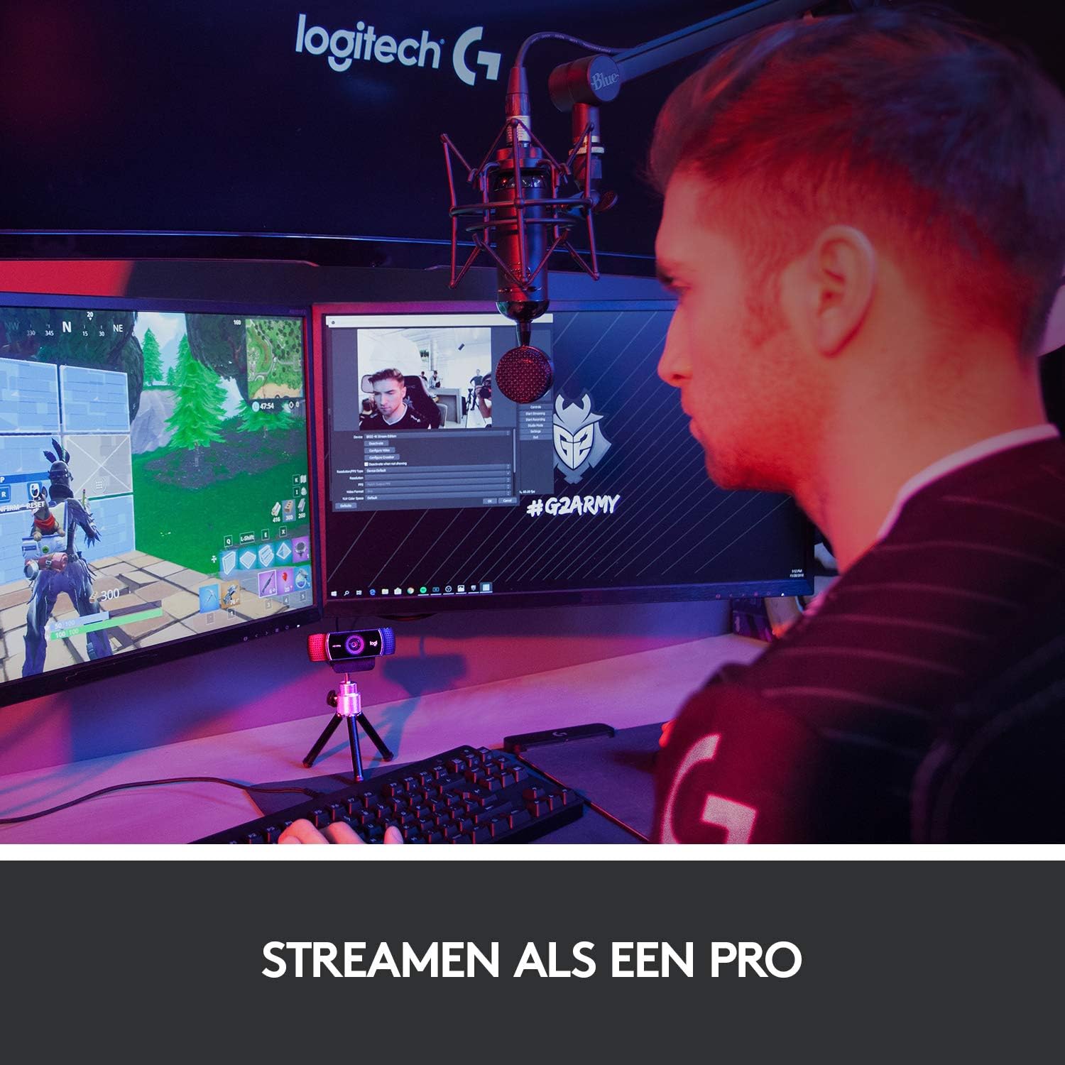 Logitech C922 Pro Stream Webcam, HD 1080p/30fps of HD 720p/60fps supersnel streamen, stereo audio, HD lichtcorrectie, autofocus, voor YouTube, TWitch, XSplit, PC/Mac/Laptop/Macbook/Tablet - Zwart