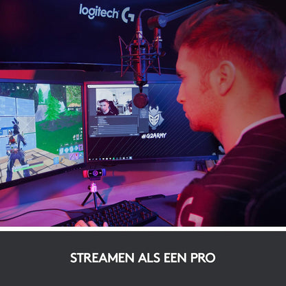 Logitech C922 Pro Stream Webcam, HD 1080p/30fps of HD 720p/60fps supersnel streamen, stereo audio, HD lichtcorrectie, autofocus, voor YouTube, TWitch, XSplit, PC/Mac/Laptop/Macbook/Tablet - Zwart