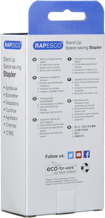 Rapesco 1378 Stand Up/Space-Saving Stapler, 20 Sheet Capacity