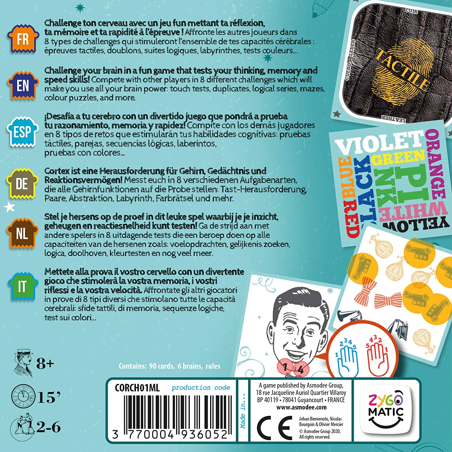 Zygomatic | Cortex Challenge | Card Game | Ages 8+ | 2-6 Players | 15 Minutes Playing Time