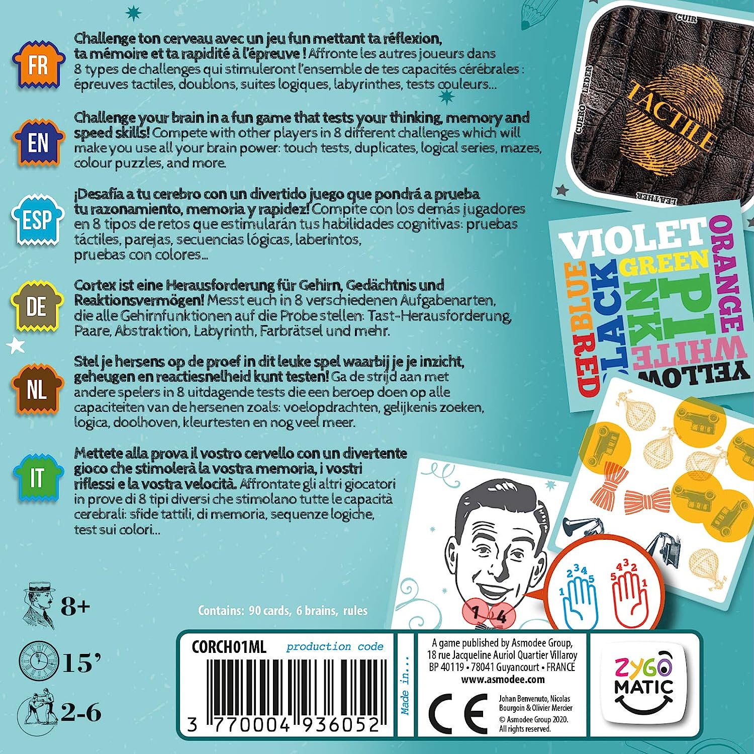 Zygomatic | Cortex Challenge | Card Game | Ages 8+ | 2-6 Players | 15 Minutes Playing Time