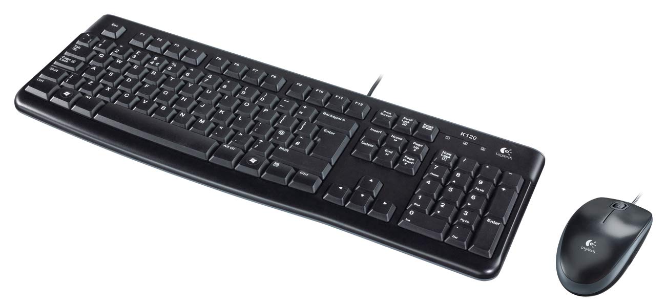 Logitech MK120 Wired Keyboard and Mouse Combo for Windows, QWERTY US International Layout - Black