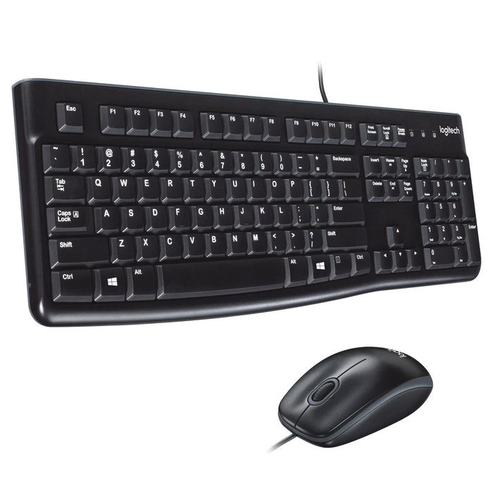 Logitech MK120 Wired Keyboard and Mouse Combo for Windows, QWERTY US International Layout - Black