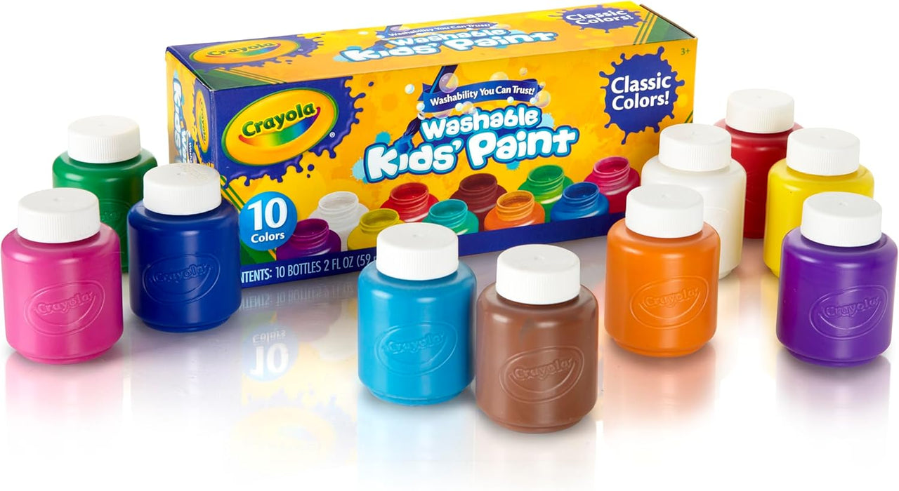 CRAYOLA Washable Paints - Assorted Colours (Pack of 10) | Perfect for Any Arts & Crafts Needs - Easily Washable | Ideal for Kids Aged 3+ (Packaging may vary