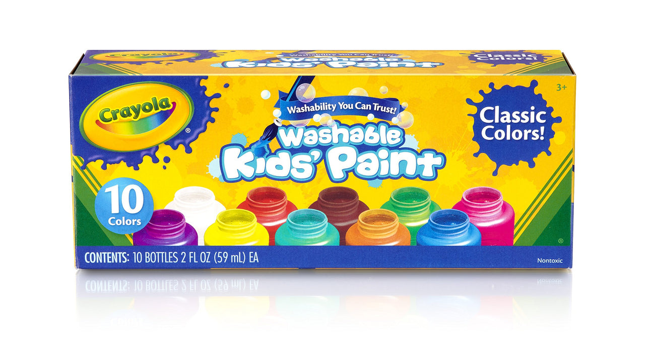 CRAYOLA Washable Paints - Assorted Colours (Pack of 10) | Perfect for Any Arts & Crafts Needs - Easily Washable | Ideal for Kids Aged 3+ (Packaging may vary