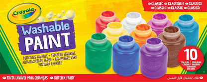 CRAYOLA Washable Paints - Assorted Colours (Pack of 10) | Perfect for Any Arts & Crafts Needs - Easily Washable | Ideal for Kids Aged 3+ (Packaging may vary